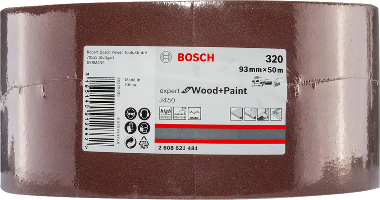Bosch J450 sliberulle til træ og maling 93 mm x 50 m G320.
