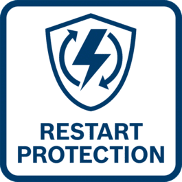 Genstartsbeskyttelse Forhindrer, at værktøjet starter automatisk efter en strømafbrydelse.
