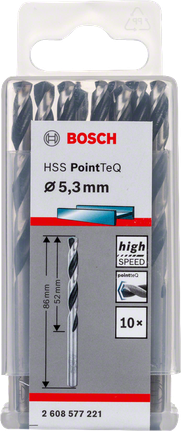 Bosch HSS PointTeQ 5,3 mm borehoveder, pakke.