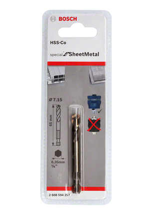 Bosch centreringsboremaskine Plus HSS-Co 7,15×65 mm.