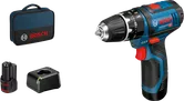 Bosch GSB 12V-15 akku-boremaskinesæt med batteri og kuffert.