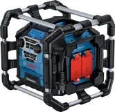Bosch GPB 18V-5 SC radio med subwoofer og strømudtag.