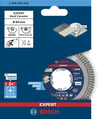 Bosch EXPERT HardCeramic X-LOCK diamantskæreskive 85×22,23×1,6×7 mm.
