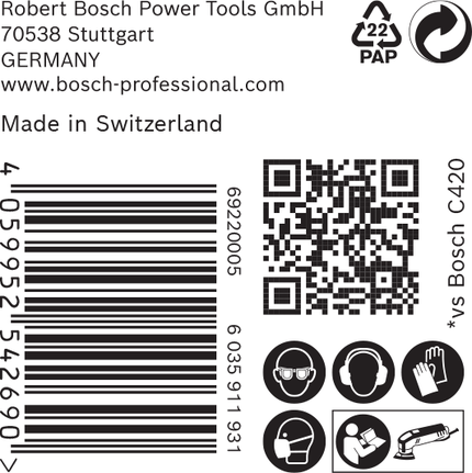 Bosch C470 sandpapir 93 mm 180 korn.