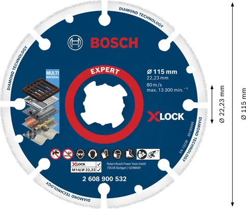 Bosch Expert X-LOCK diamantskæreskive til multimaterialer.