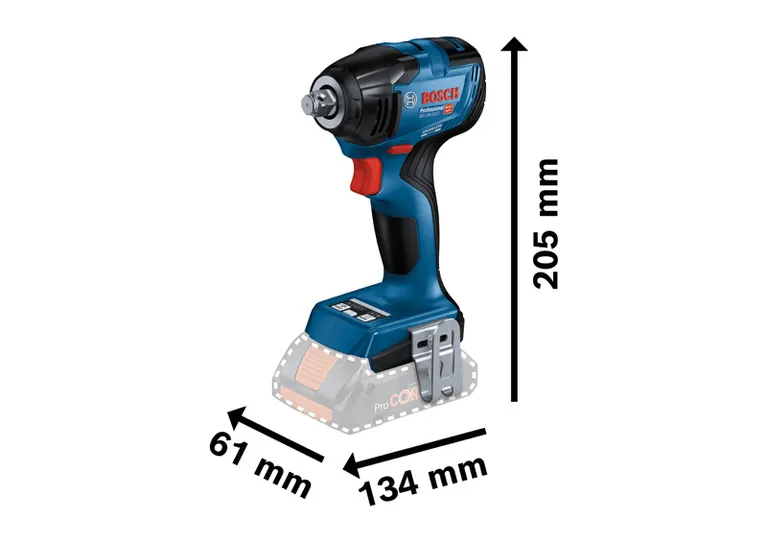 Bosch GDS 18V-210 C akku-slagnøgle, maks. 210 Nm moment.