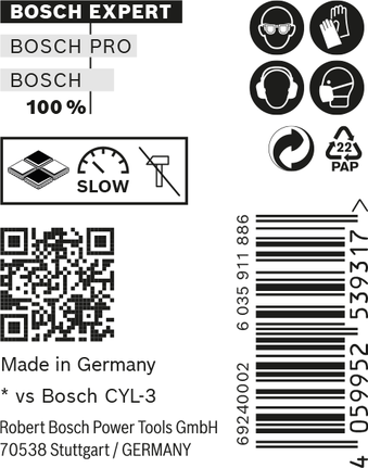 Mærkning af Bosch EXPERT CYL-9 MultiConstruction-borehoved.