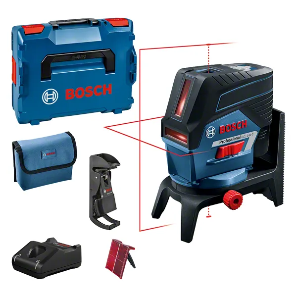 Bosch GCL 2-50 C lasernivelleringsværktøj med tilbehør.
