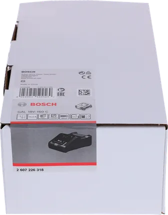 Bosch GAL 18V-160 C hurtiglader emballage.