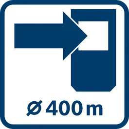 Arbejdsområde med modtager op til 400 m (diameter) 