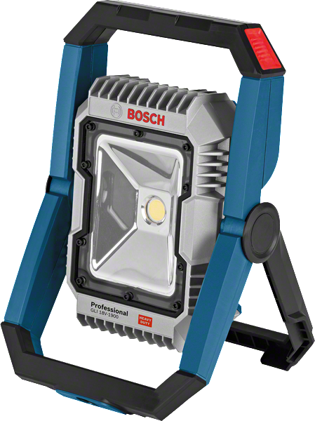 Bosch GLI 18V-1900 LED arbejdslampe med justerbar stativ.