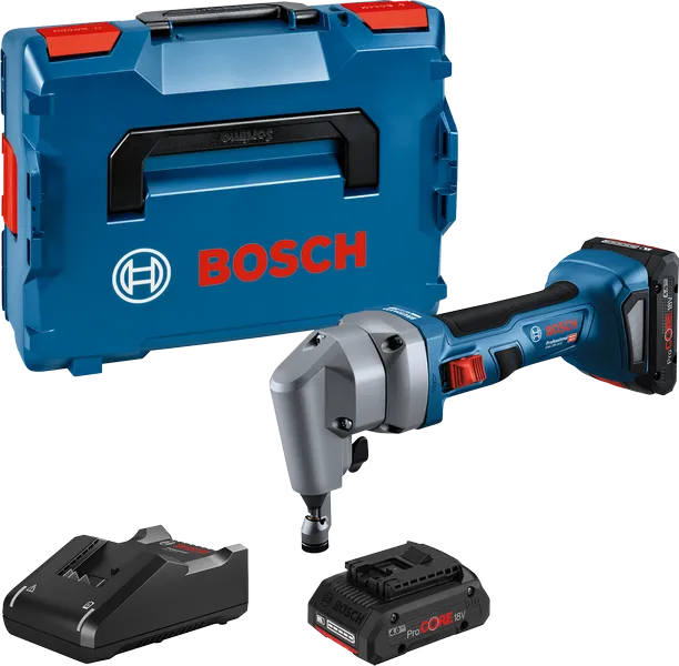 Bosch GNA 18V-16 batteridrevet nibbler med kuffert og oplader.