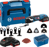 Bosch GOP 18V-28 batteridrevet multiværktøjssæt med tilbehør.