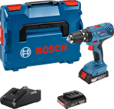 Bosch GSB 18V-21 akku-boremaskinesæt med kuffert og oplader.