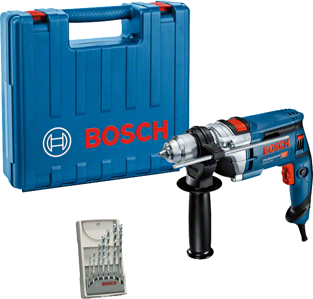 Bosch GSB 16 RE slagboremaskine med kuffert og bor.