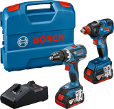 Bosch GDX 18V-200 batteridrevet slagskruetrækker- og boremaskinesæt.