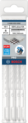 Bosch SDS plus-5X 6×100×160 mm borehoveder, 10 stk.