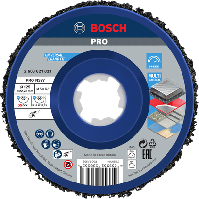 Bosch PRO N377 rengøringsskive 125 mm X-Lock til multimaterialer.
