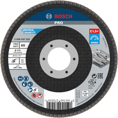 Bosch PRO X571 Lamellskive 115 mm G80 til metalslibning.