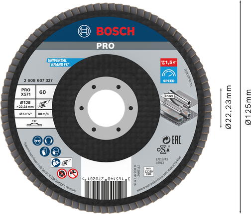 Bosch PRO X571 lamelskive 125 mm G60 til metalslibning.