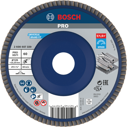 Bosch PRO X571 lamelskive 125 mm G60 til metalslibning.