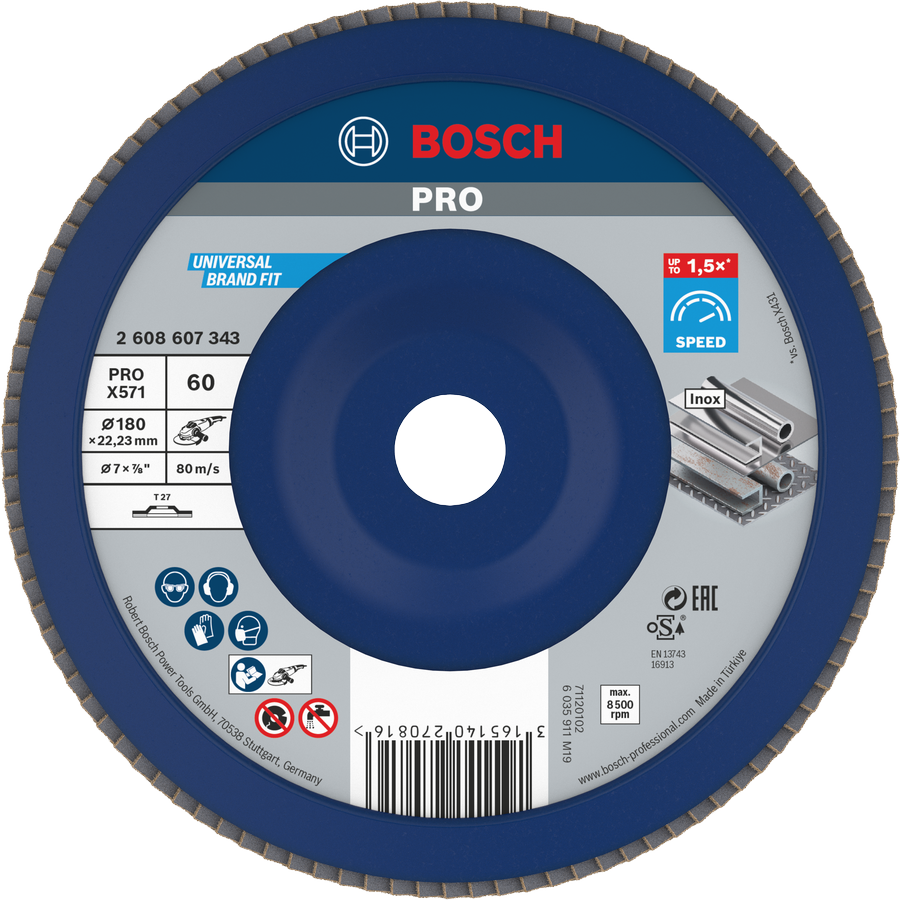 Bosch PRO X571 Lamellskive 180 mm G60 til metalslibning.