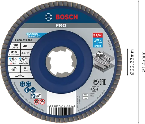 Bosch PRO X571 lamelskive 125 mm G40 X-LOCK til metal.