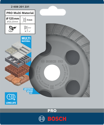 Bosch PRO Multi Material slibehoved 125×22,23 mm.