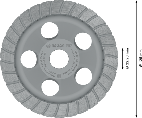 Bosch PRO Multi Material-slibehoved, 125 mm diameter.