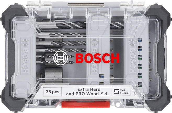 Bosch 35-deles ekstra hårdt og PRO træbore- og skruetrækkersæt.