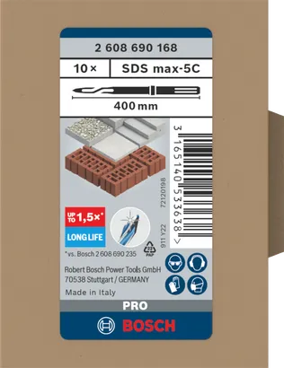 Bosch PRO SDS max-5C 400 mm mejselsæt 10 dele.