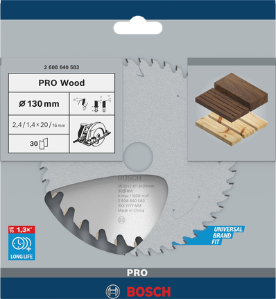 Bosch PRO Wood rundsavklinge 130×2,4×20 mm T30.
