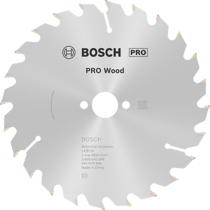Bosch PRO Wood rundsavklinge, 160 mm T24.