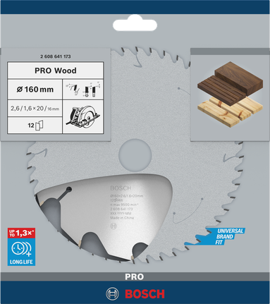 Bosch PRO Wood rundsavklinge 160×2,6×20 mm T12.