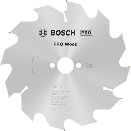 Bosch PRO Wood rundsavklinge, 160 mm 12T.