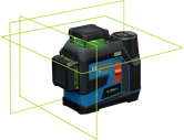 Bosch GLL 12V-100-33 CG lasernivelleringsværktøj med grønne linjer.
