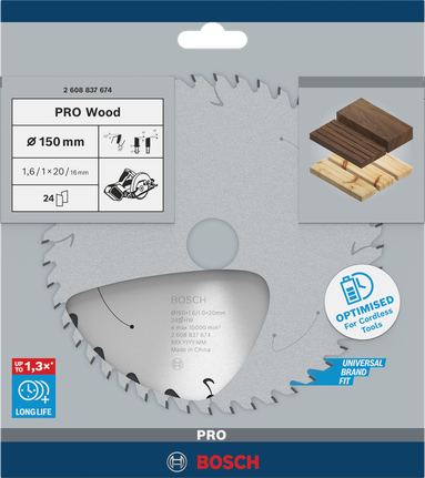 Bosch PRO Wood rundsavklinge 150×1,6×20 mm T24.