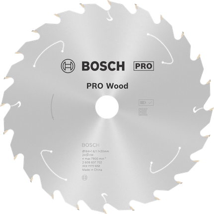 Bosch PRO Wood rundsavklinge 184 mm T24 til batteridrevne save.