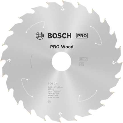 Bosch PRO Wood rundsavklinge 190 mm T24 til batteridrevne save.