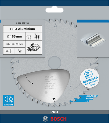 Bosch PRO aluminiumsrundsavklinge 165×1,8×20 mm.