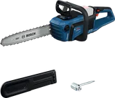 Bosch GKE 18V-40 batteridrevet motorsav med dæksel og værktøj.
