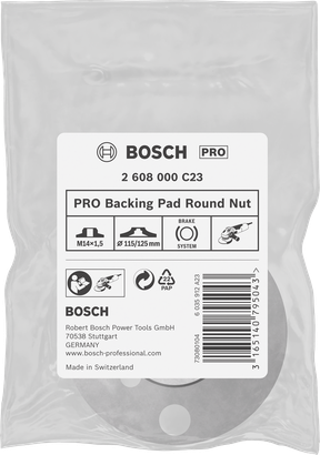 Bosch PRO bagskive rund møtrik 115/125 mm.