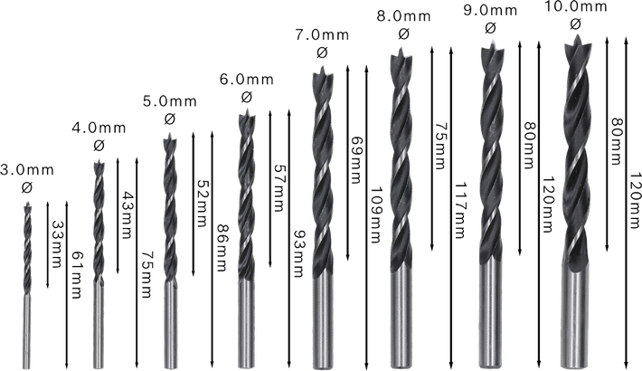 Bosch PRO træboresæt, 8 dele i assorterede størrelser.