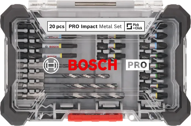 Bosch PRO slagboremaskinesæt i metal, 20 dele.