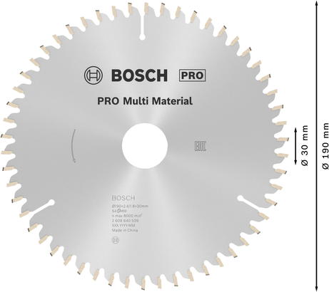 Bosch PRO Multi Material rundsavklinge, 190 mm.