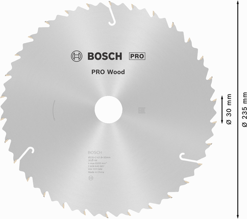 Bosch PRO Wood rundsavklinge, 235 mm 30 tænder.