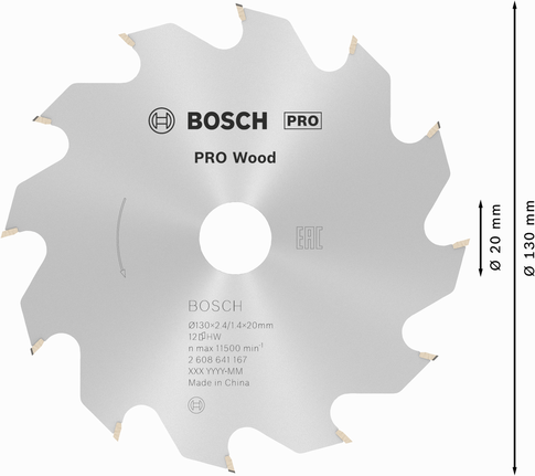 Bosch PRO Wood rundsavklinge 130 mm 12 tænder.
