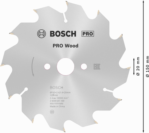 Bosch PRO Wood rundsavklinge 150 mm T12 til træ.