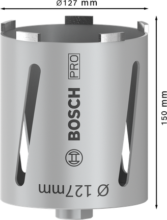 Bosch PRO Kernebor tør 127 mm til G 1/2-tommer bor.