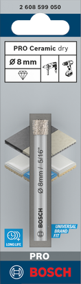 Bosch PRO keramisk tørborehoved 8×66 mm.